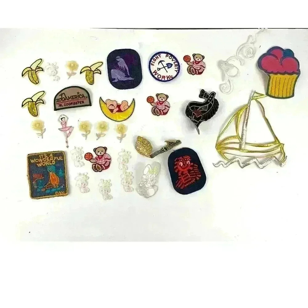 30 PC Assorted Sewing Applique Patches Iron on Sew On NEW‎ Mixed Vintage